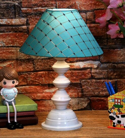 Green Shade Table Lamp With Metal Base By Foziq