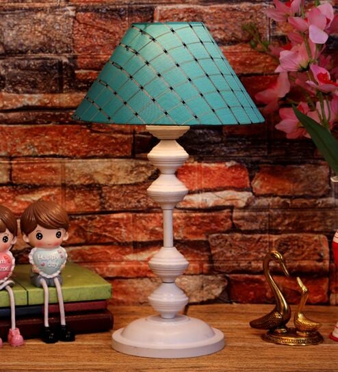 Green Shade Table Lamp With Metal Base By Foziq