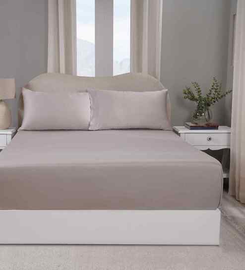 Green Solid 300 TC Tencel King Size Bed Sheet with 2 Pillow Covers 24 Collection