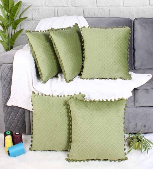 Cotton Throw Pillow Cushion Covers Scatter Pillows Set of 6 16 X 16 / 18 X  18 in Soothing Colors 