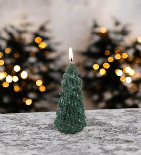 Green Wax Christmas Tree Candle