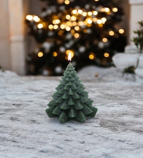 Green Wax Christmas Tree Candle
