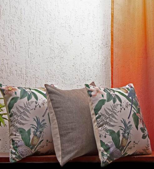 Multicolor Floral Cotton 16x16 Inches Cushion Covers (Set of 3)