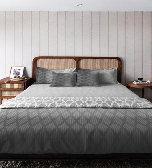 Grey  Cotton Geometrical 80 GSM Double Bed Dohar