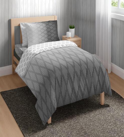 Grey  Cotton Geometrical 80 GSM Single Bed Dohar