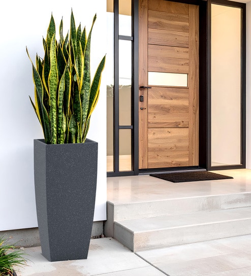 Grey Square Shaped Gey Polymer Floor Planter