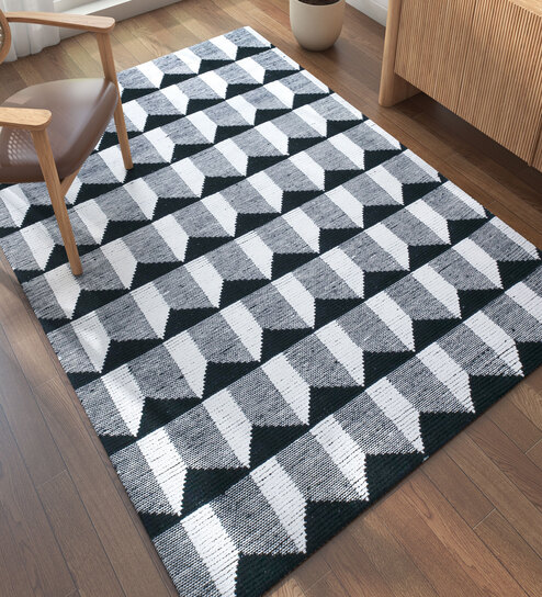 Grey Wool and Viscose 5 ft X 8 ft Flat Weaves