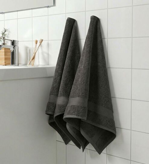 Grey 100% Cotton 380 Gsm Hand Towel 2 Pc