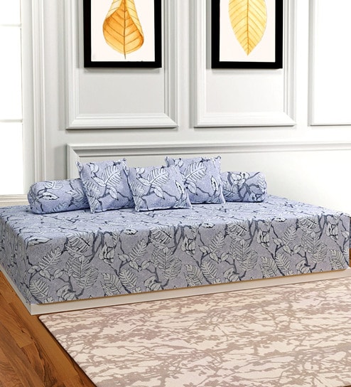 Grey 144 TC Cotton 6 Piece Diwan Set