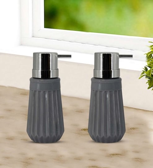 Grey 300 ml Ceramic Liquid Soap Dispenser (Set of 2) 