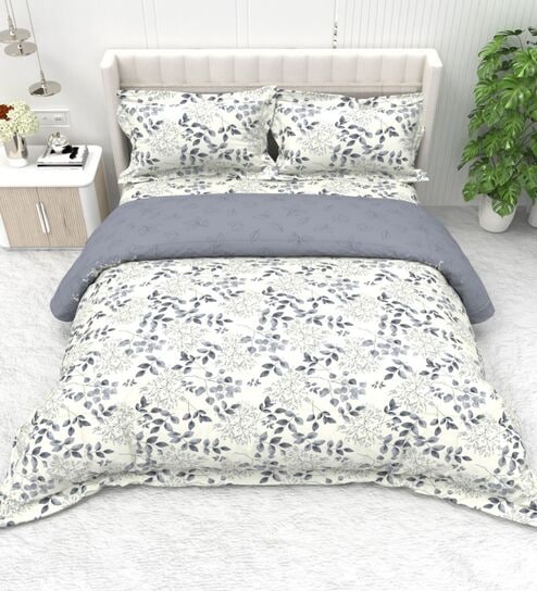 Grey 4-Piece Combo Of Double Bed Cold Weather Comforter & Bedsheet Set