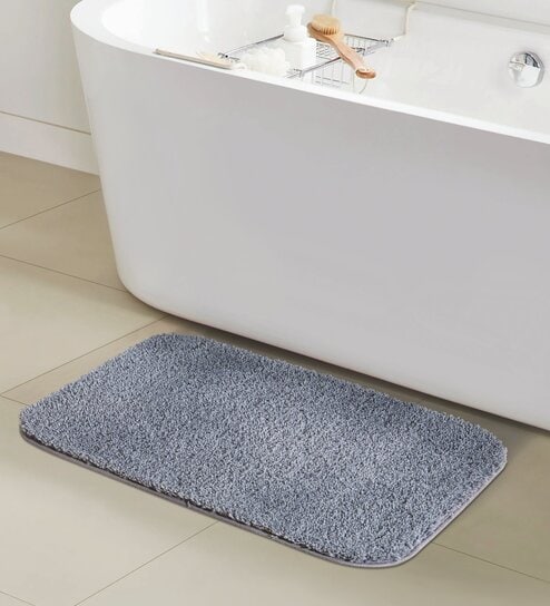 Grey Absorbent and Quick-Dry Polyester Bath Mats 50x70 cm