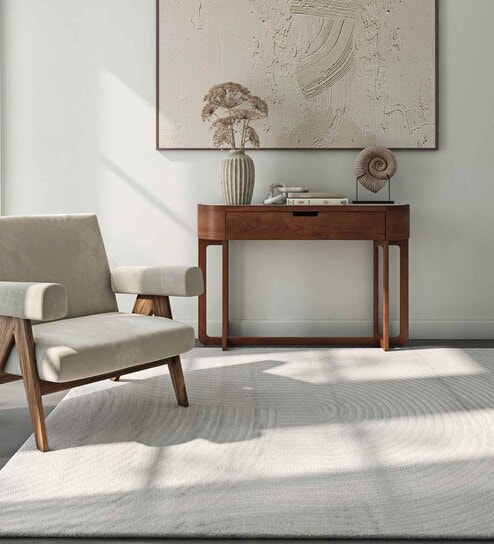 Grey Abstract Polypropylene 4 ft X 6 ft Machine Made Carpet