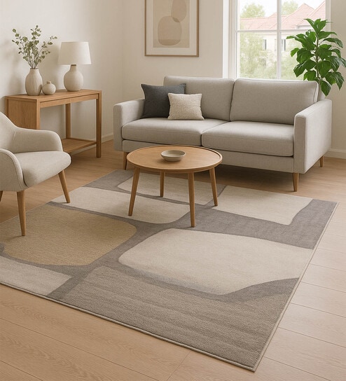 Grey Abstract Polypropylene 6 ft x 4 ft Machine Made Carpet