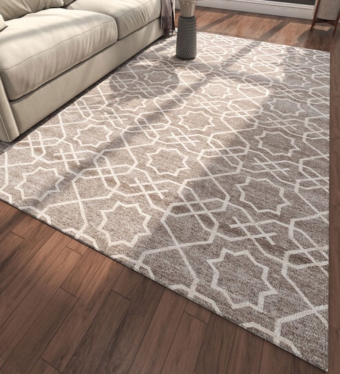Grey Abstract Wool 5 ft X 7 ft Flat Weaves