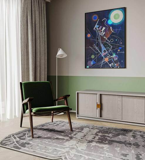 Grey Abstract Wool and Cotton 5 ft x 8 ft Hand tufted Carpet