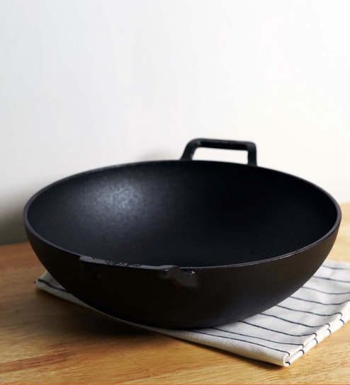 Pre Seasoned Black Cast Iron Kadhai