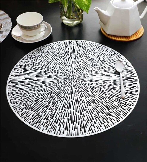 Grey Amey Round PVC Dining Table Placemat