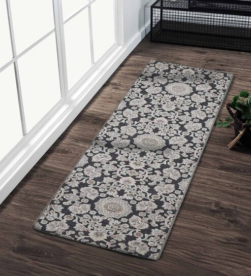 Grey and Cream Persian 2x3 Feet Machine Made Runner