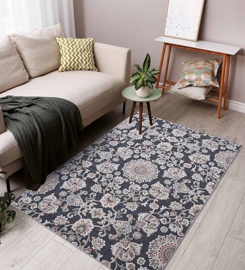 Grey and Cream Persian 4x6 Feet Machine Made Carpet