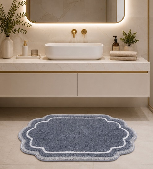 Grey Anti Skid Polyester Bathmat (55x85 cm)