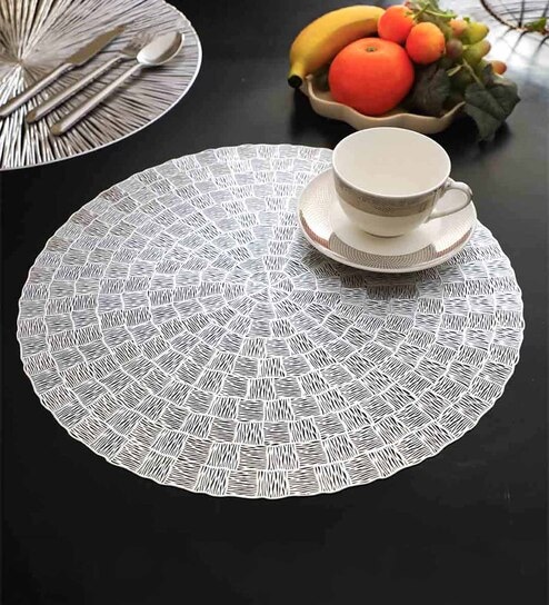 Silver Ava Round PVC Dining Table Placemat