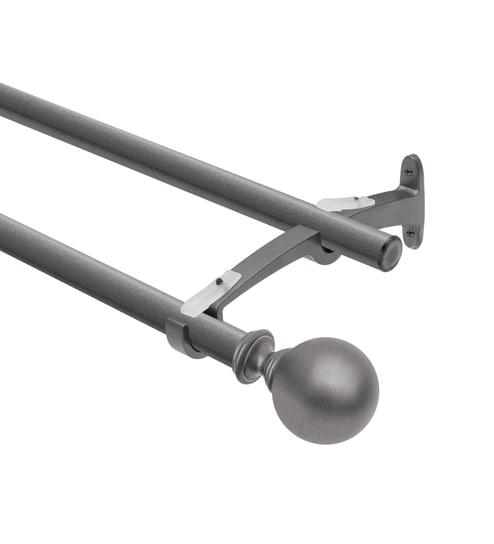 Grey Ball Iron Expandable 1 Curtain Rod with Accessories ( 52 to 144 Inches)