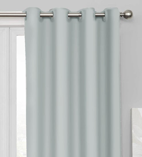 Buy Grey Blackout Faux Silk 5 Feet Window Curtain By Story Home