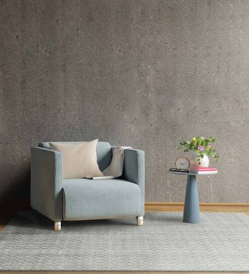 Grey Blended Wool Abstract 6 x 9 Feet Hand Woven Carpet