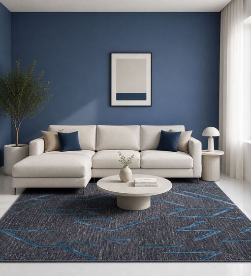 neu looms Grey Blue Natural Wool & Silk 9 X 9 Feet Square Carpet-picture-28