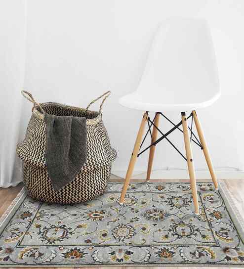 Grey Persian Wool 2x3 Feet Handmade  Dhurrie