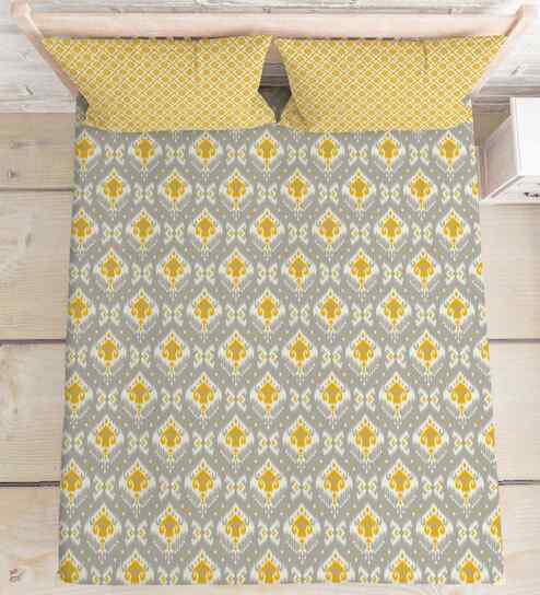 Grey Cotton 1 Double Queen Bedsheet with 2 Pillow Covers