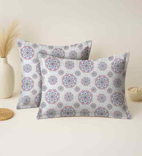 Grey Cotton 27x18 Inches Pillow Covers (Set of 2)