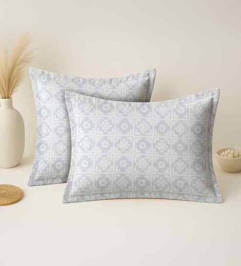 Grey Cotton 27x18 Inches Pillow Covers (Set of 2)