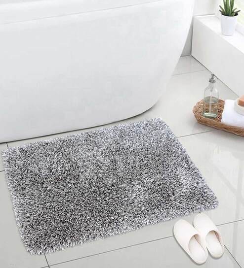 Grey Cotton Anti Skid Solid 31 x 20 inch Door Mat