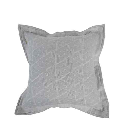 Grey Cotton Geometric Print 18x18 inches Square Cushion Cover