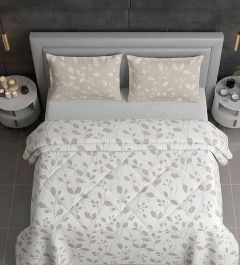 Grey Cotton Heavy Winter 210TC Printed Double 400GSM Comforter