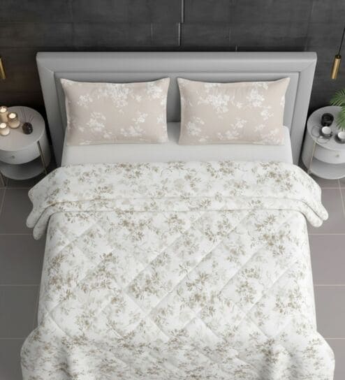 Grey Cotton Heavy Winter 210TC Printed Double 400GSM Comforter