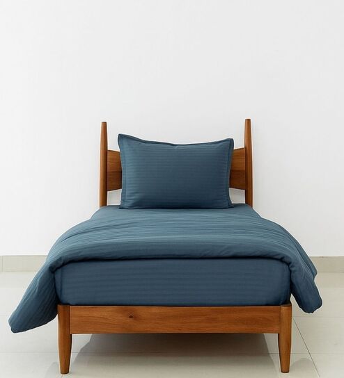 Teal Cotton 210TC Colors Striped Heavy Winter Single 400GSM Bedding Set 1 Comforter 1 Bedsheet 1 Pillow Covers