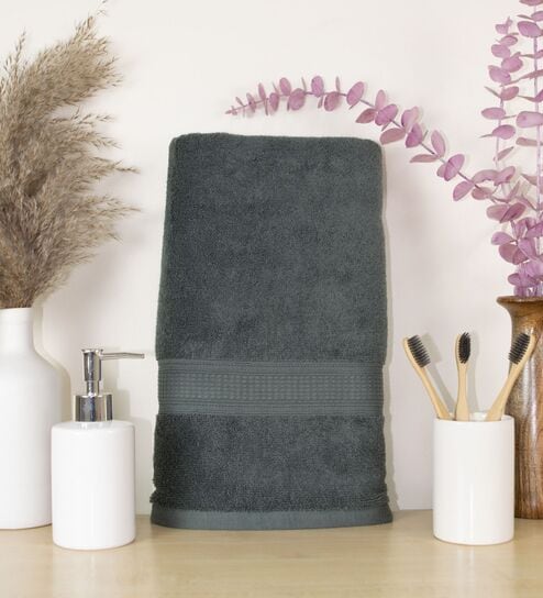 Grey Cotton Solid  500 GSM Bath Towel (1Pc)