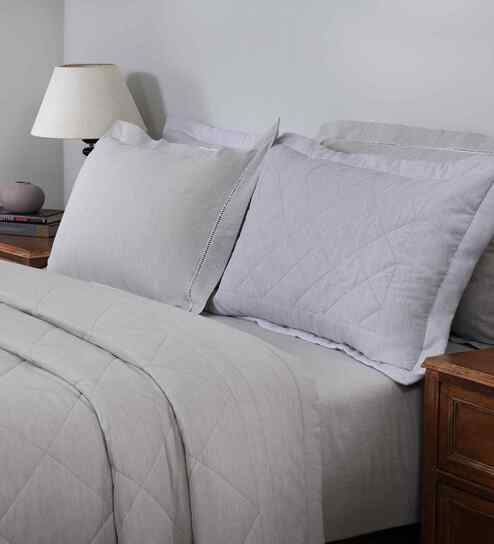 Grey Cotton Solid 110 GSM Single Bed Quilt