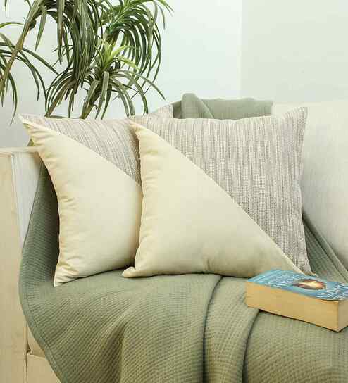 Grey Cotton Solid 16x16 inches Cushion Cover