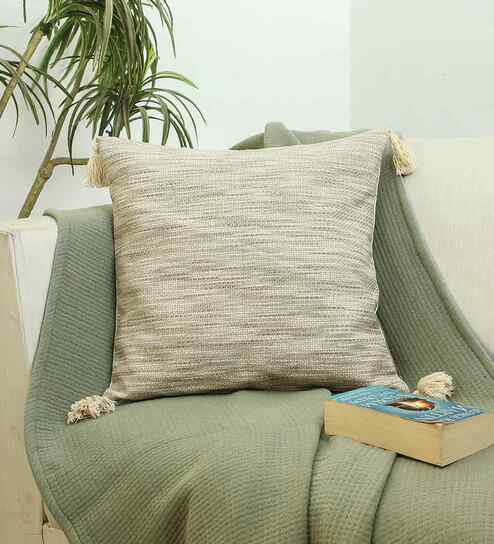 Grey Cotton Abstract 16x16 inches Cushion Cover