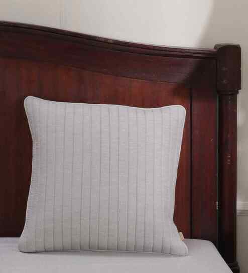 Grey Cotton Solid 18x18 inches Square Cushion Cover