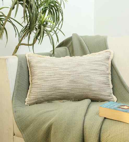 Grey Cotton Abstract 20x12 inches Cushion Cover