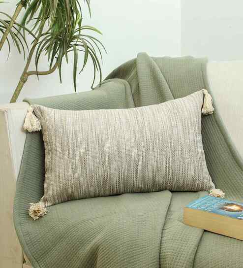 Grey Cotton Abstract 20x12 inches Cushion Cover