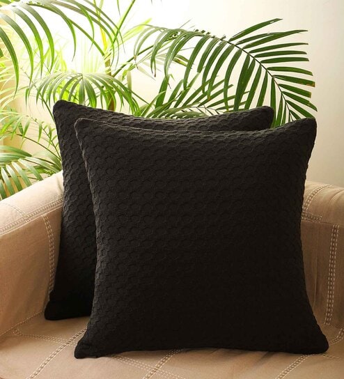 Grey Cotton Solid 20x20 inches Cushion Covers (Set of 5)