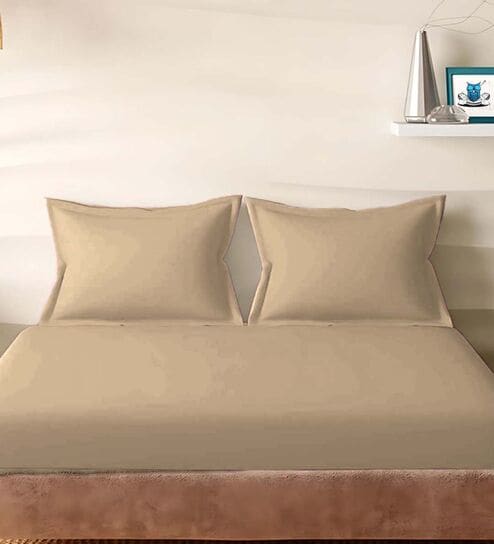 Brown Cotton Solid 210TC Plain Set of 2 Pillow Covers