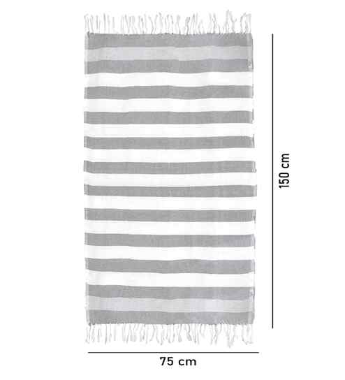 fabinaliv Grey Cotton Striped 225 GSM Bath Towels Pack of 3-picture-27