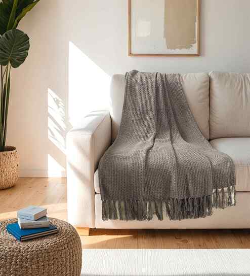 Grey Cotton Throw